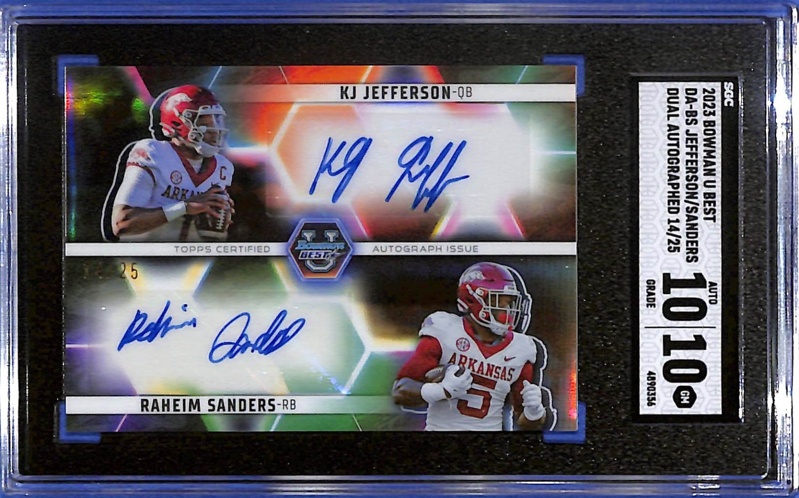 2023 Bowman's Best U Dual Autographs Jefferson/Sanders Dual Auto #/25 SGC 10/10