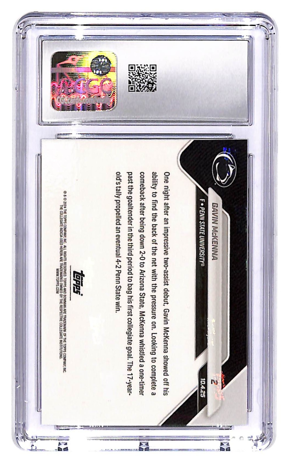2025-26 Gavin McKenna Bowman U Now Hockey First Goal #2 CGC Mint 10