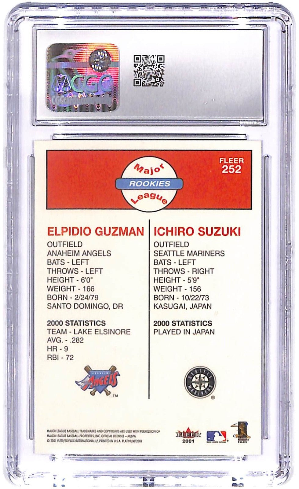 2001 Ichiro Suzuki/Guzman Fleer Platinum Major League Rookies #252 CGC 10