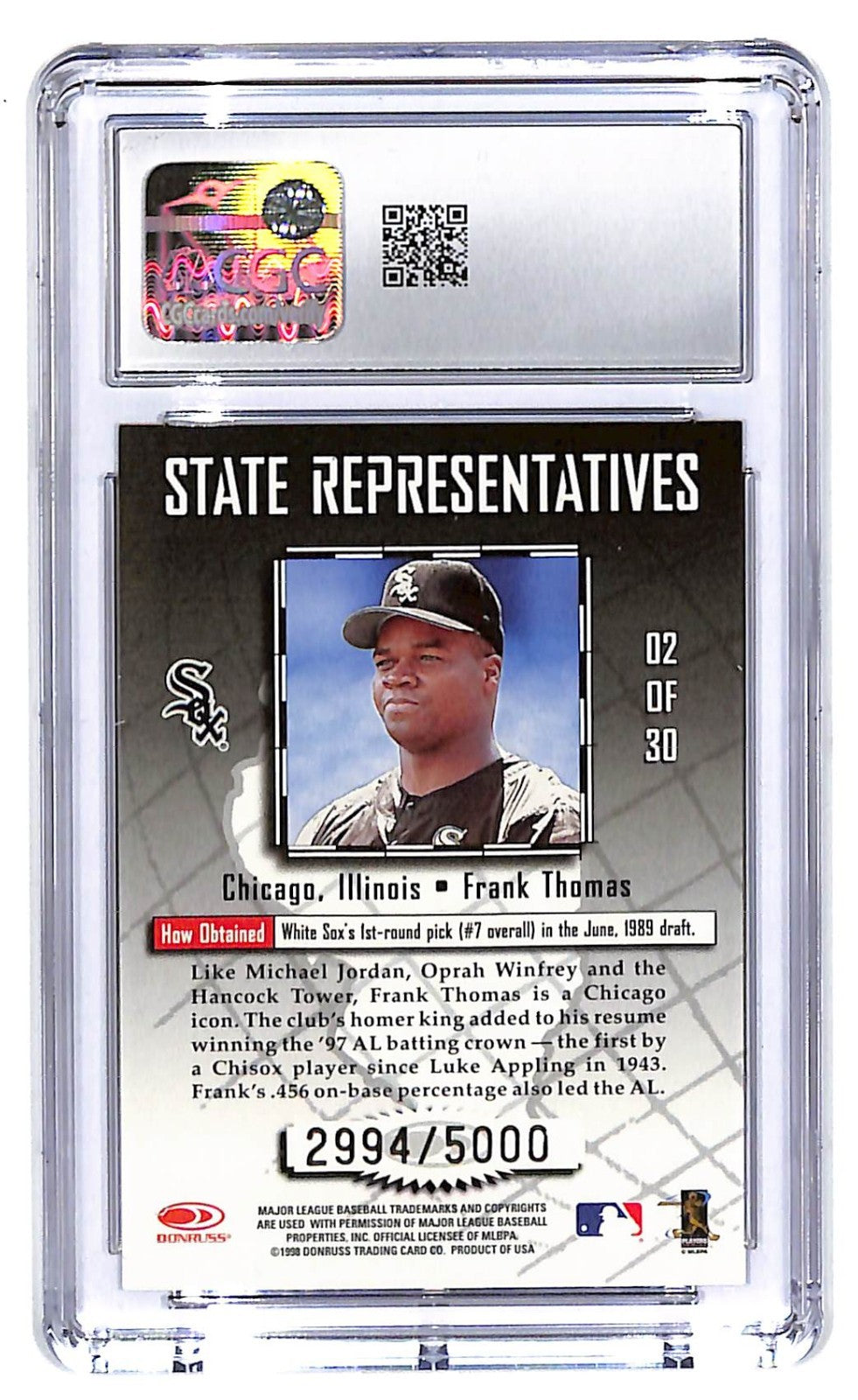 1998 Frank Thomas Leaf State Representatives #2994/5000 CGC 9.5