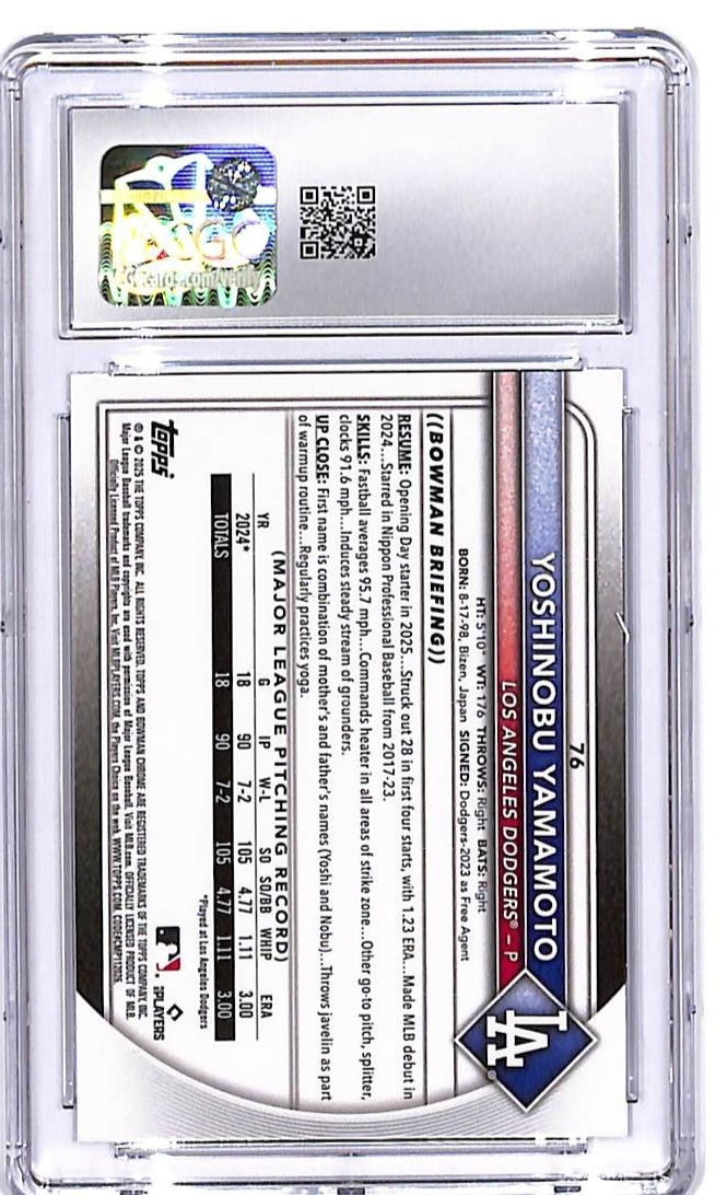 2025 Bowman Chrome Yosinobu Yamamoto Rookie RC #76 CGC 10 Dodgers