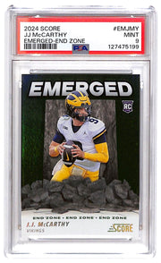 2024 J.J. McCarthy Score Emerged-End Zone (RC) - EM-JMY #1/6 PSA 9