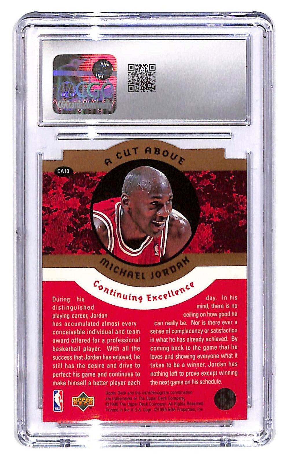 1996-97 Jordan Michael Upper Deck Collector's Choice A Cut Above #CA10 CGC 9.5