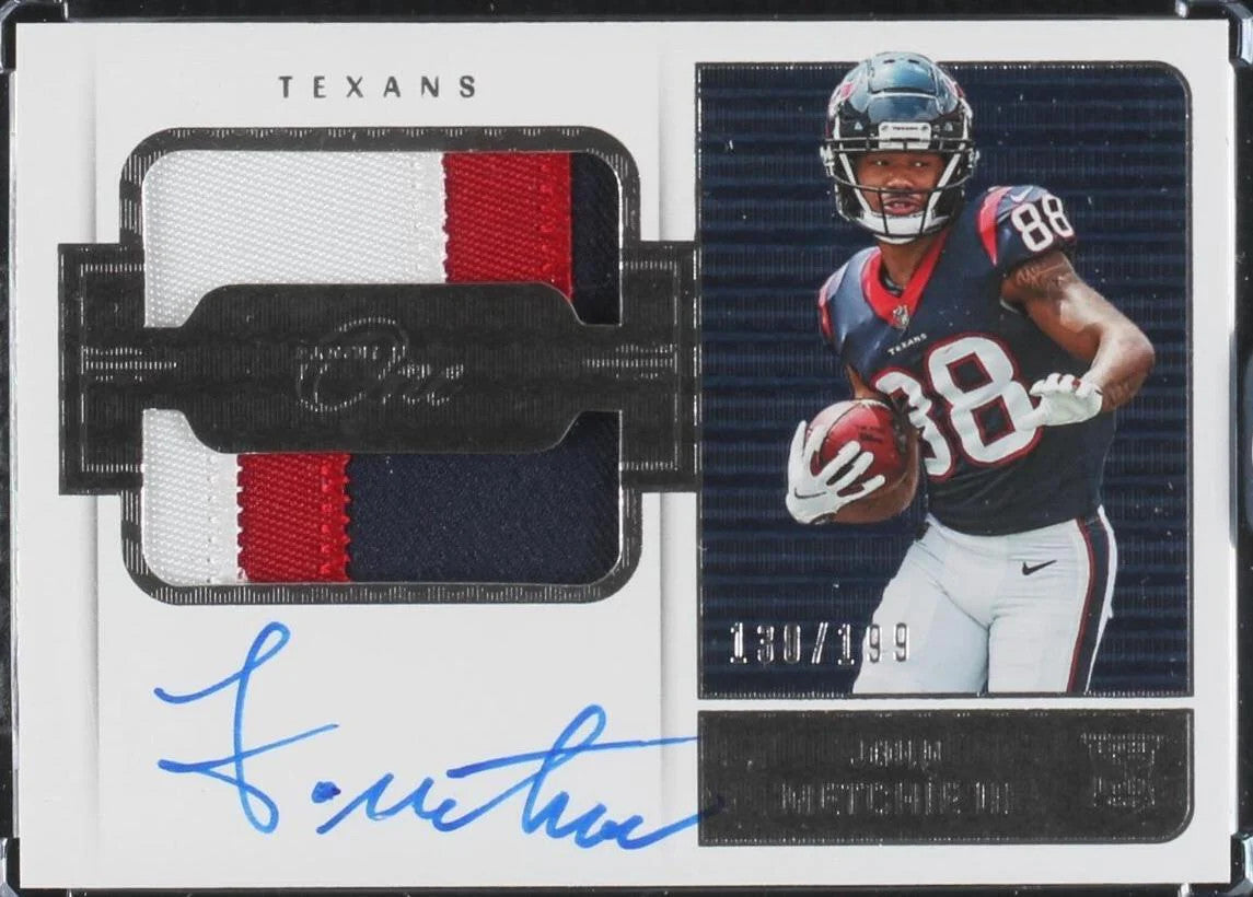 2022 Panini One Rookie Dual Patch AutoJohn Metchie III #42 /199 (AU, RC, MEM)