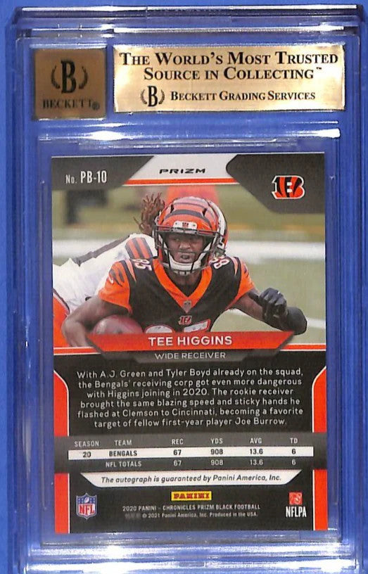 2020 Chronicles Tee Higgins Prizm Black Auto Autograph Rookie RC Silver BGS 9.5