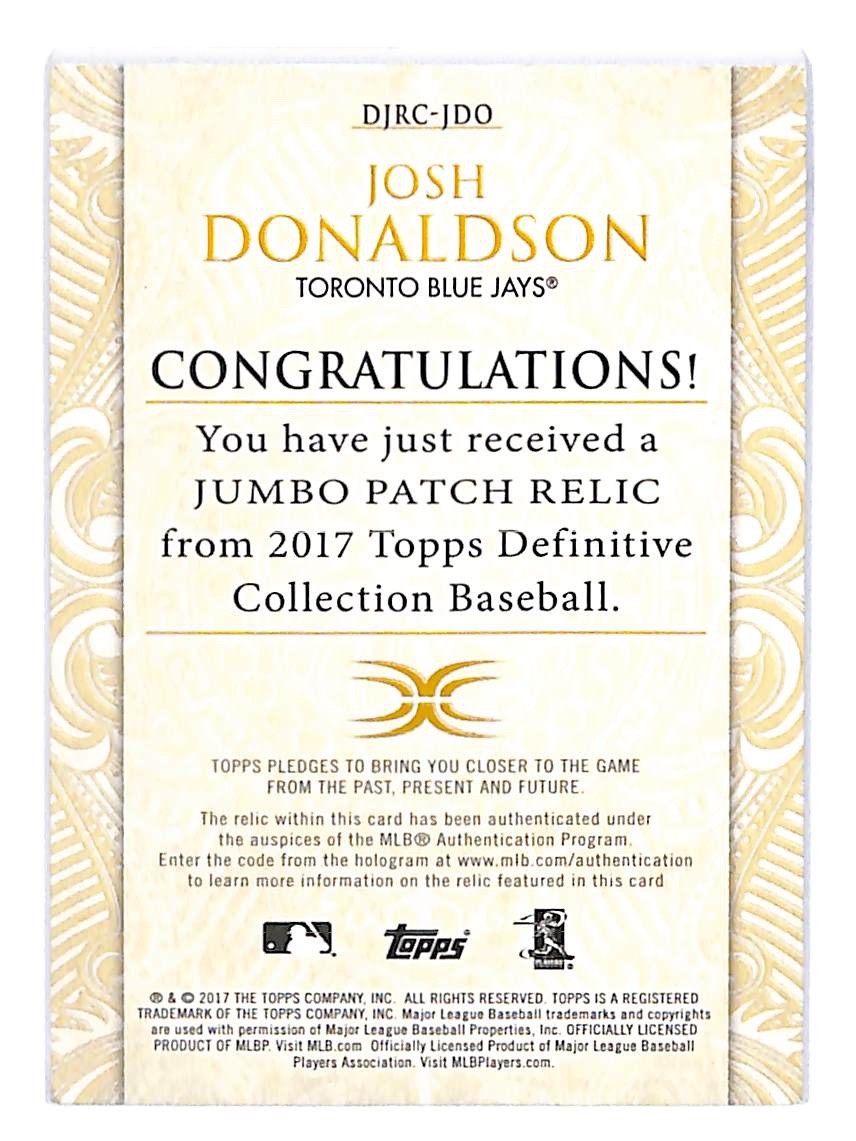 2017 Josh Donaldson Topps Definitive Collection Jumbo Relic - DJRC-JDO #2/30