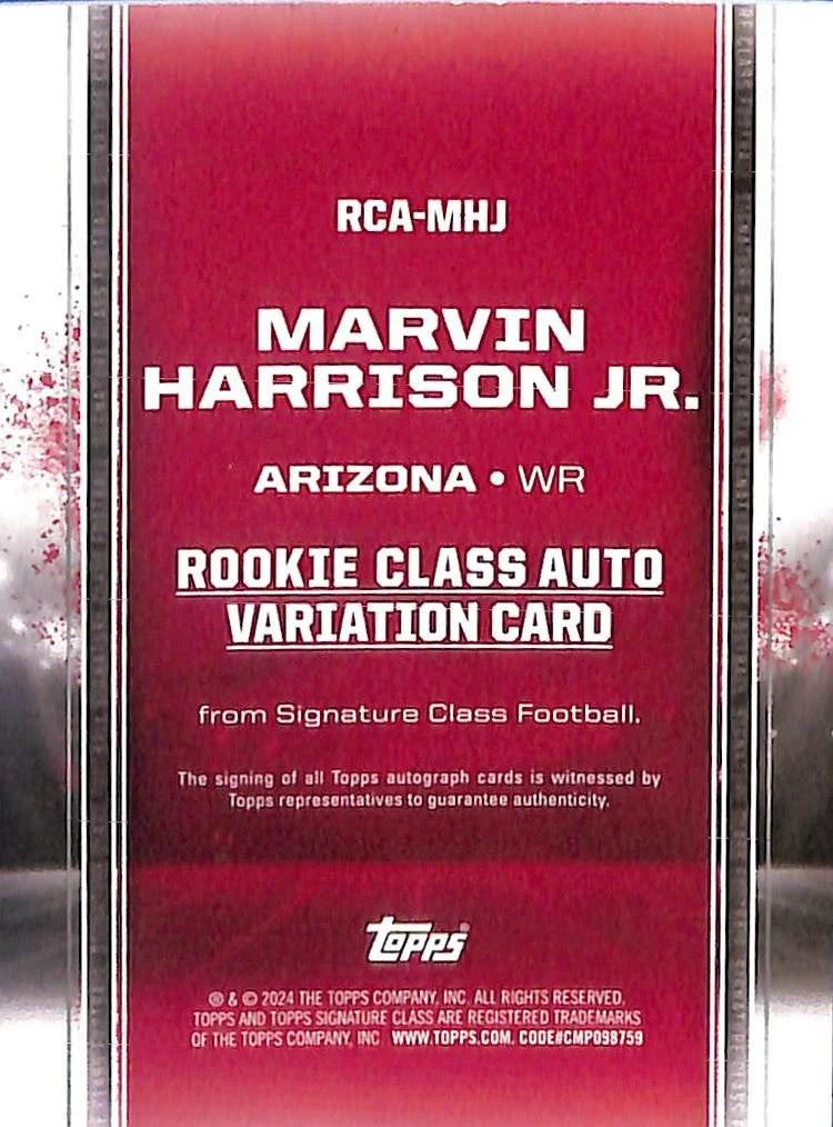 2024 Topps Signature Class Marvin Harrison Jr Auto Autograph Rookie RC Gold /10