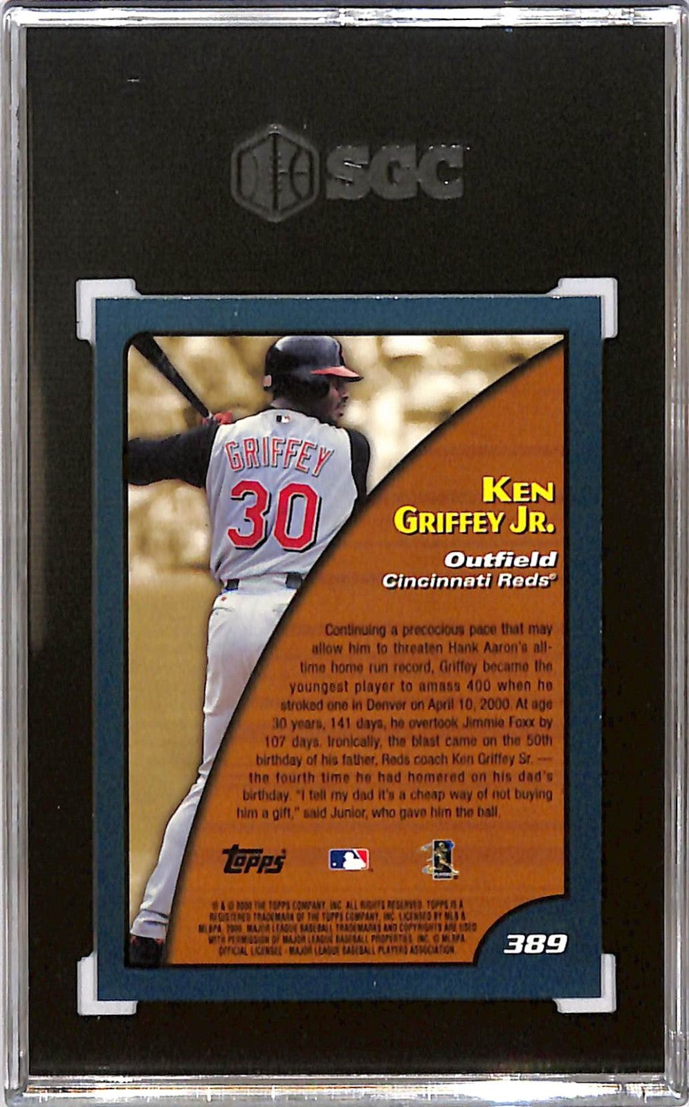 2001 Topps Ken Griffey Jr Season Highlights Limited Edition #389 SGC 10 Reds