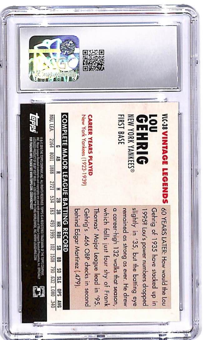 2010 Topps Update Lou Gehrig Vintage Legends Collection #38 CGC 9.5 Yankees