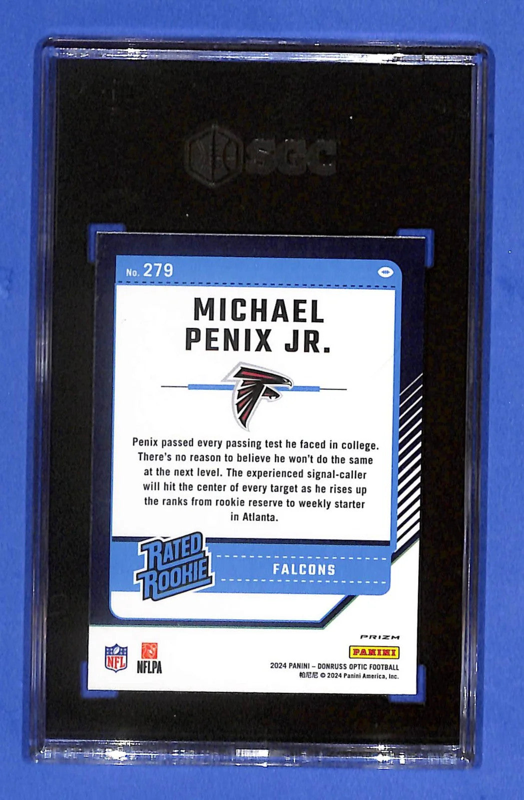 2024 Panini Donruss Optic R.R. Michael Penix Jr. RC #279 Purple Shock SGC 10