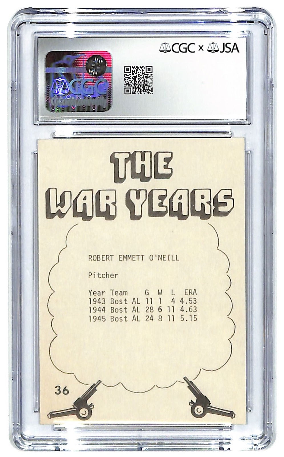 1977 TCMA Emmett O'Neill The War Years #36 Auto CGC 6.5 - JSA Authentic Auto