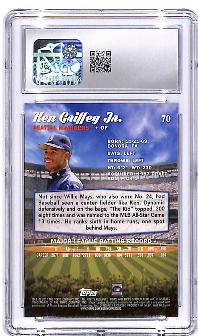 2017 Stadium Club Ken Griffey Jr #70 CGC 10 Mariners