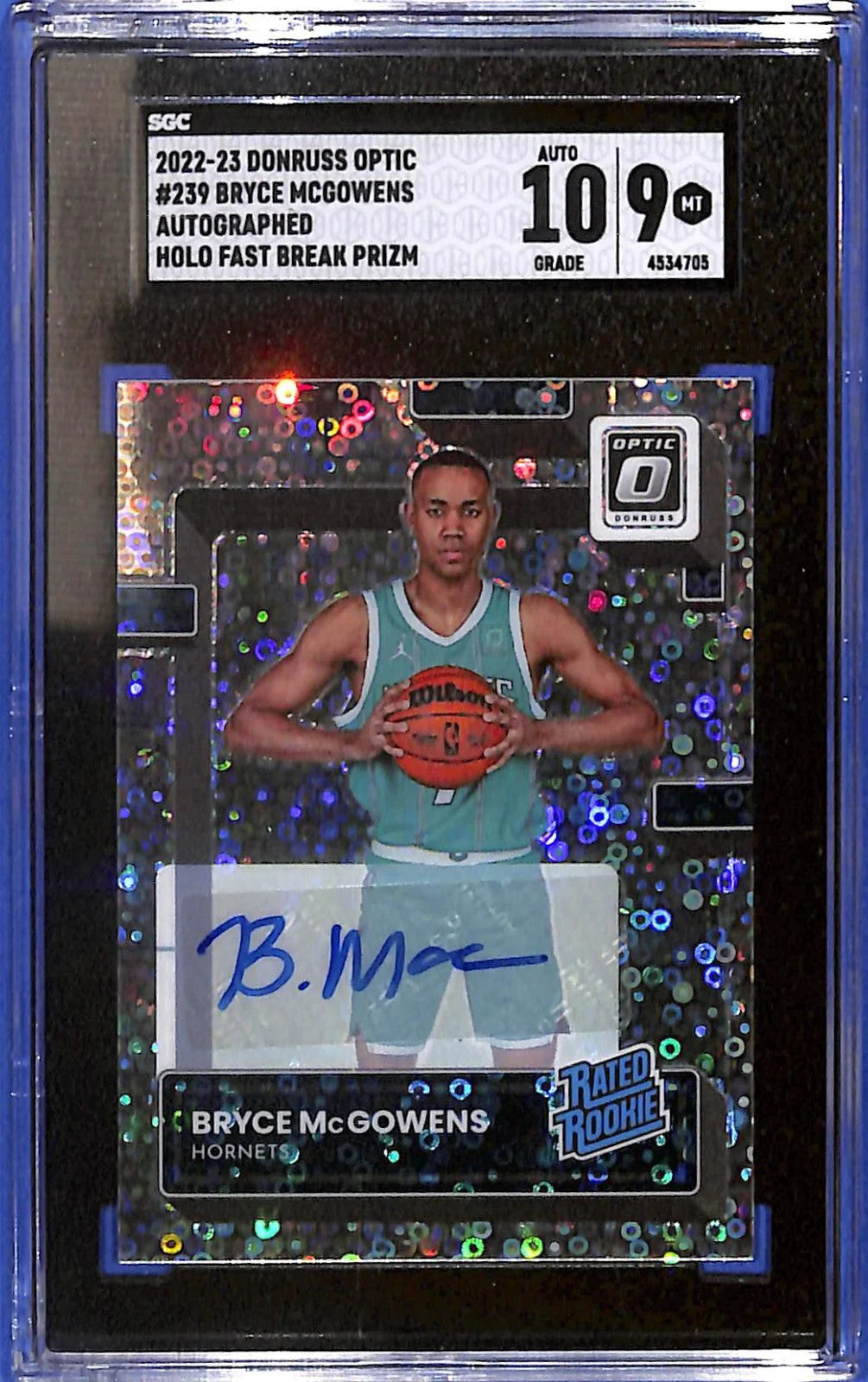 2022-23 Panini Donruss Optic Bryce McGowens #239 Holo Fast Break Prizm SGC 9/10
