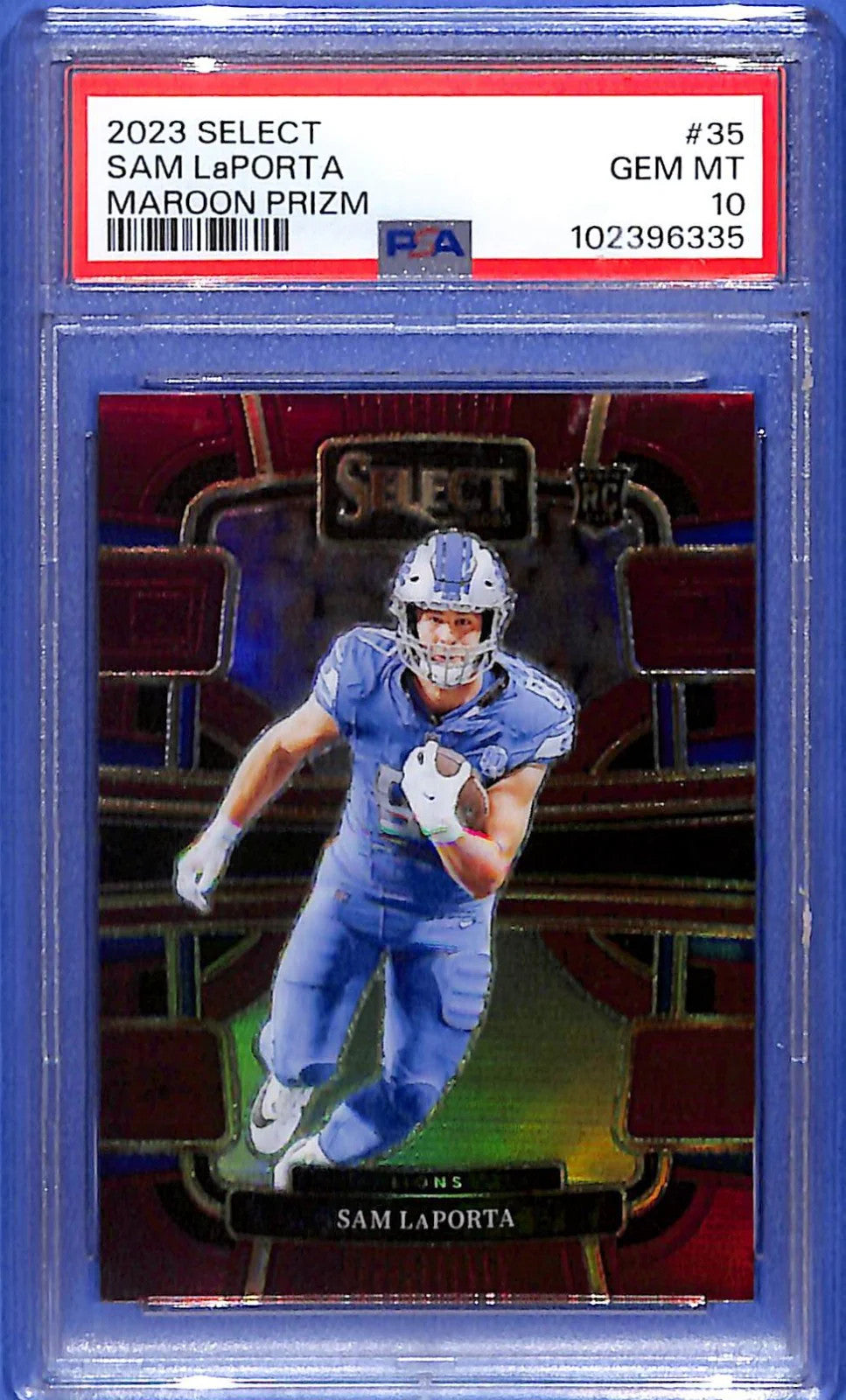 2023 Panini Select - Concourse Sam LaPorta #35 Maroon Prizm /149 (RC) PSA 10