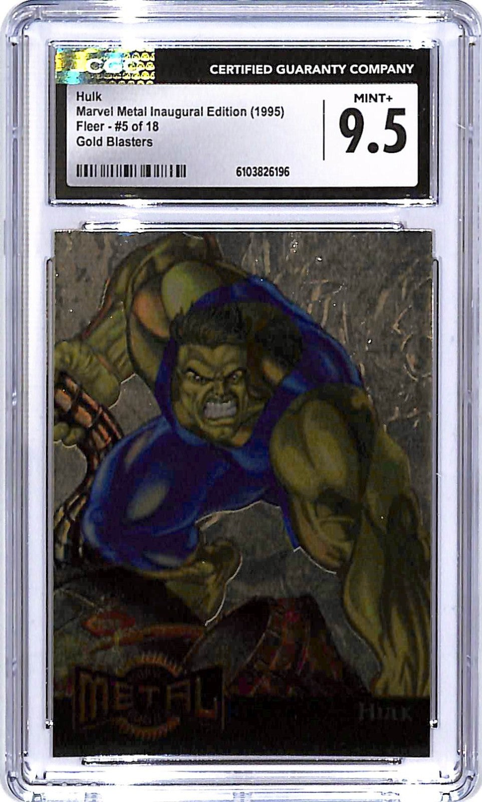 1995 Fleer Marvel Metal Hulk Gold Blasters #5 CGC 9.5