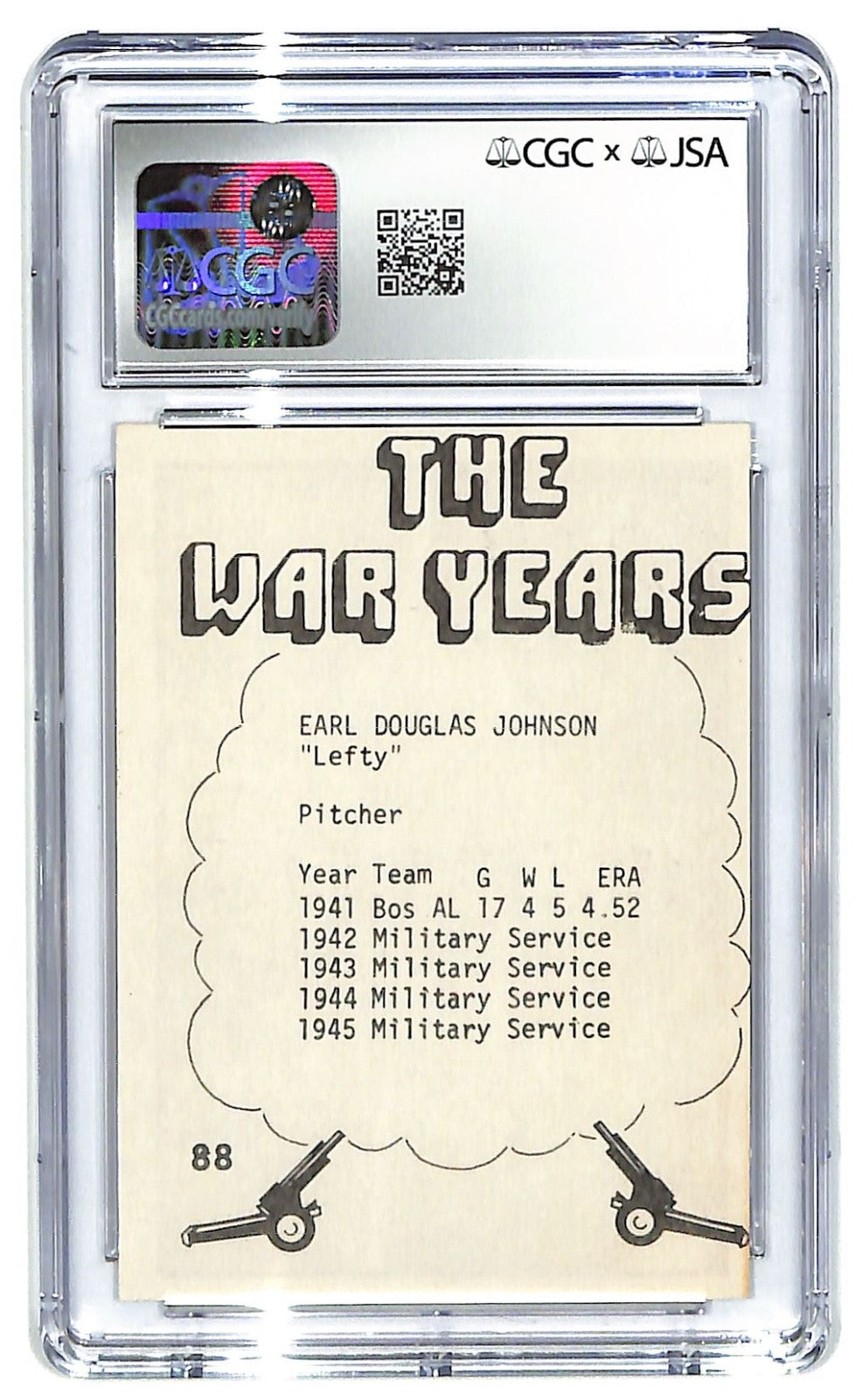 1977 TCMA Earl Johnson The War Years- #88 Autograph CGC 6.5 - JSA Authentic Auto