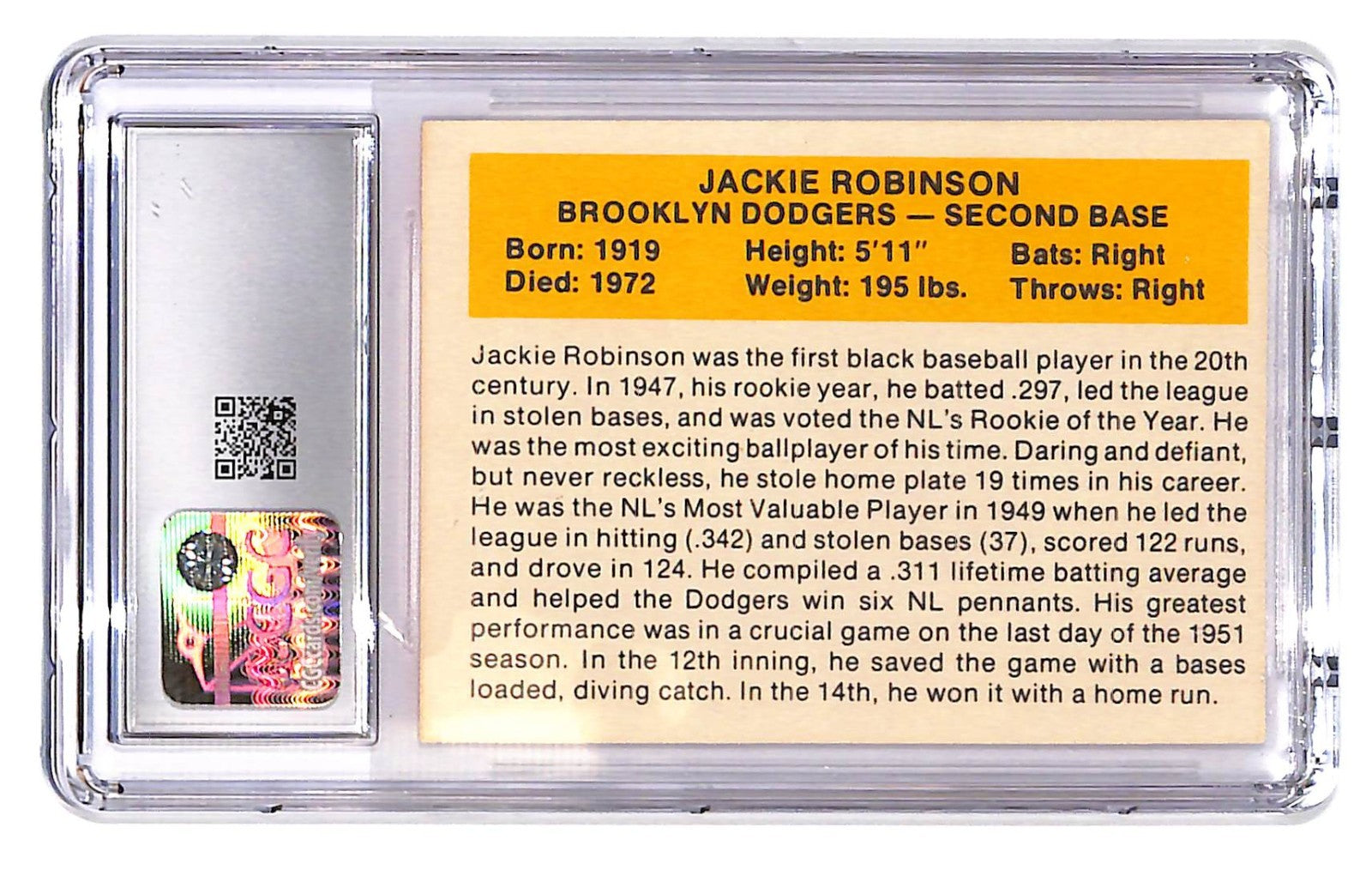 1987 Jackie Robinson Hygrade Baseball's All-Time Greats - Yellow Back CGC 8.5