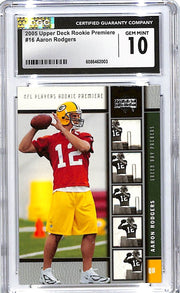 2005 Upper Deck Rookie Premier Aaron Rodgers RC CGC 10 #16 Packers