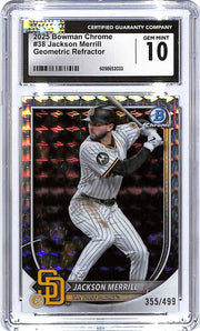 2025 Bowman Chrome Jackson Merrill Geometric Refractor /499 #38 CGC 10 Padres