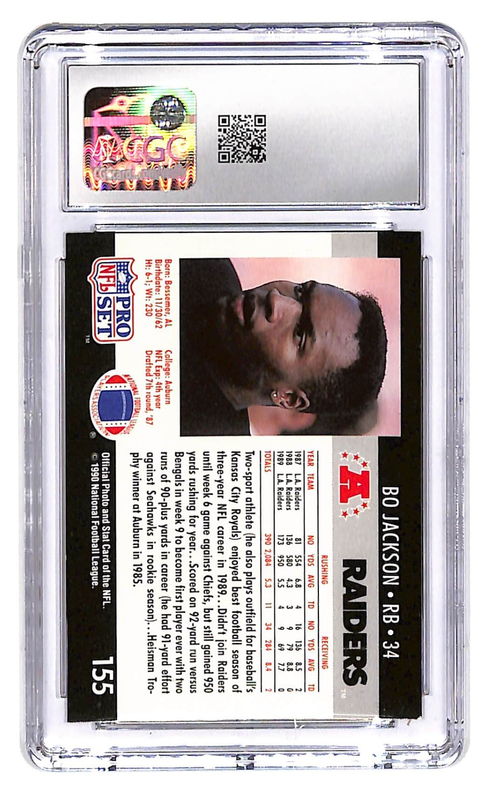 1990 Bo Jackson Pro Set - #155 CGC Mint 9