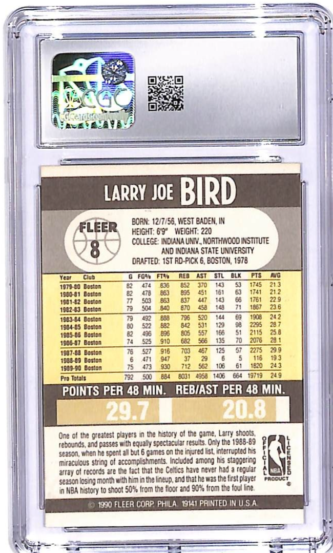 1990-91 Fleer Larry Bird #8 CGC 9 Celtics