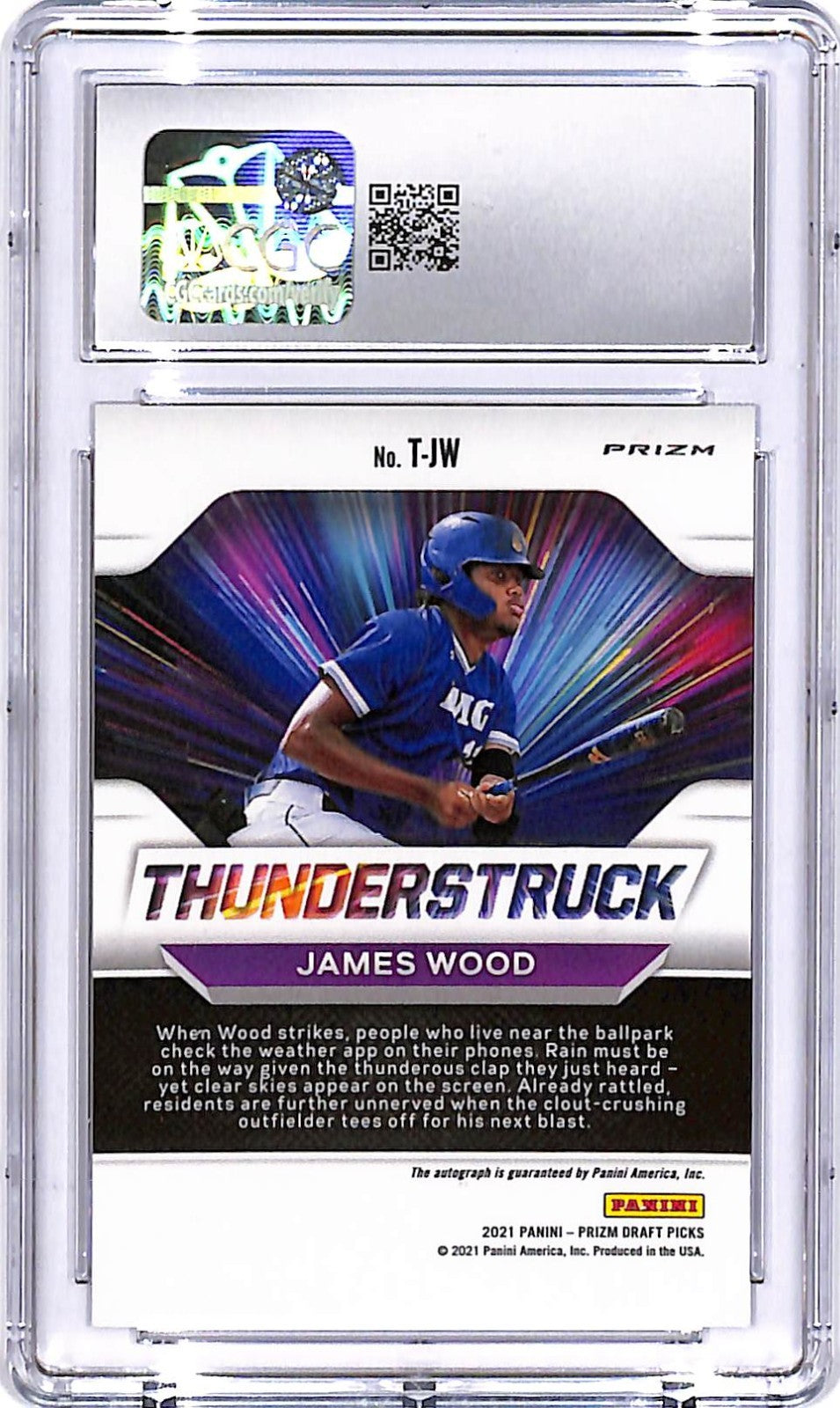 2021 Prizm Draft Picks James Wood Thunderstruck Signatures Auto Autograph CGC 10