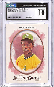 2017 Topps Allen and Ginter Rickey Henderson #54 CGC 10 Athletics