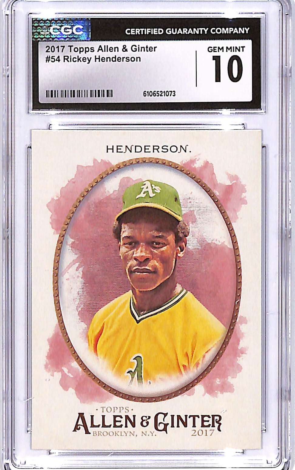 2017 Topps Allen and Ginter Rickey Henderson #54 CGC 10 Athletics