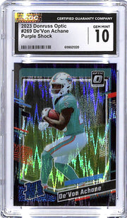 2023 Donruss Optic De'Von Achane Rated Rookie RC Purple Shock #269 CGC 10