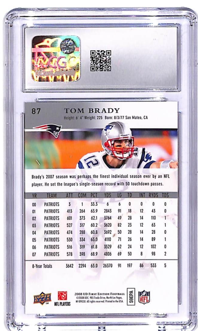 2008 Upper Deck First Edition Tom Brady #87 CGC 9.5 Patriots