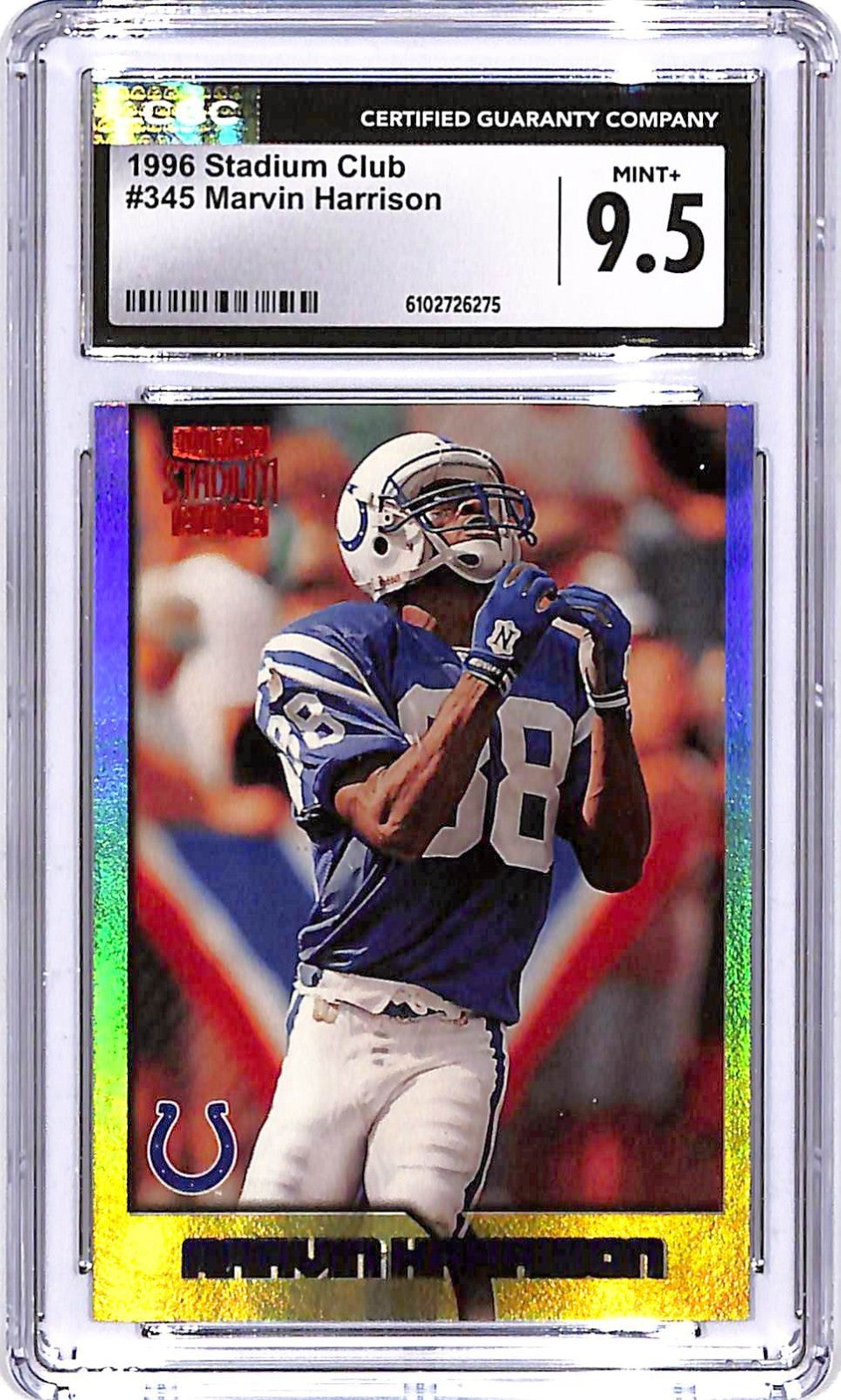 1996 Stadium Club Marvin Harrison #345 CGC 9.5 Colts