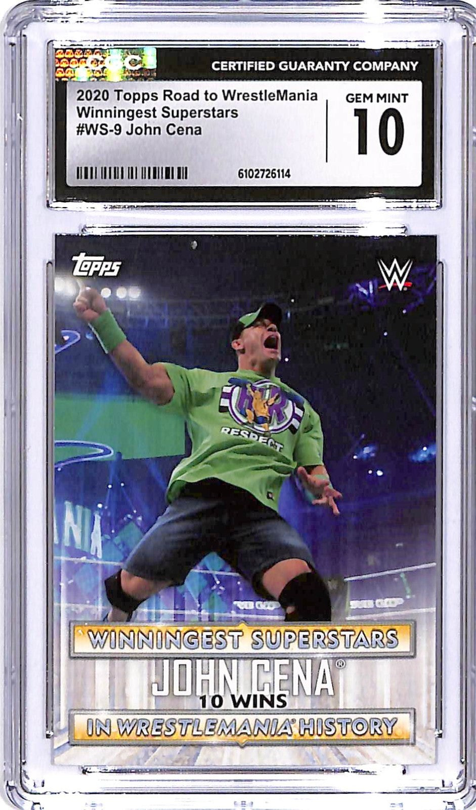 2020 Topps Road To Wrestlemania John Cena Winningest Superstars #9 CGC 10