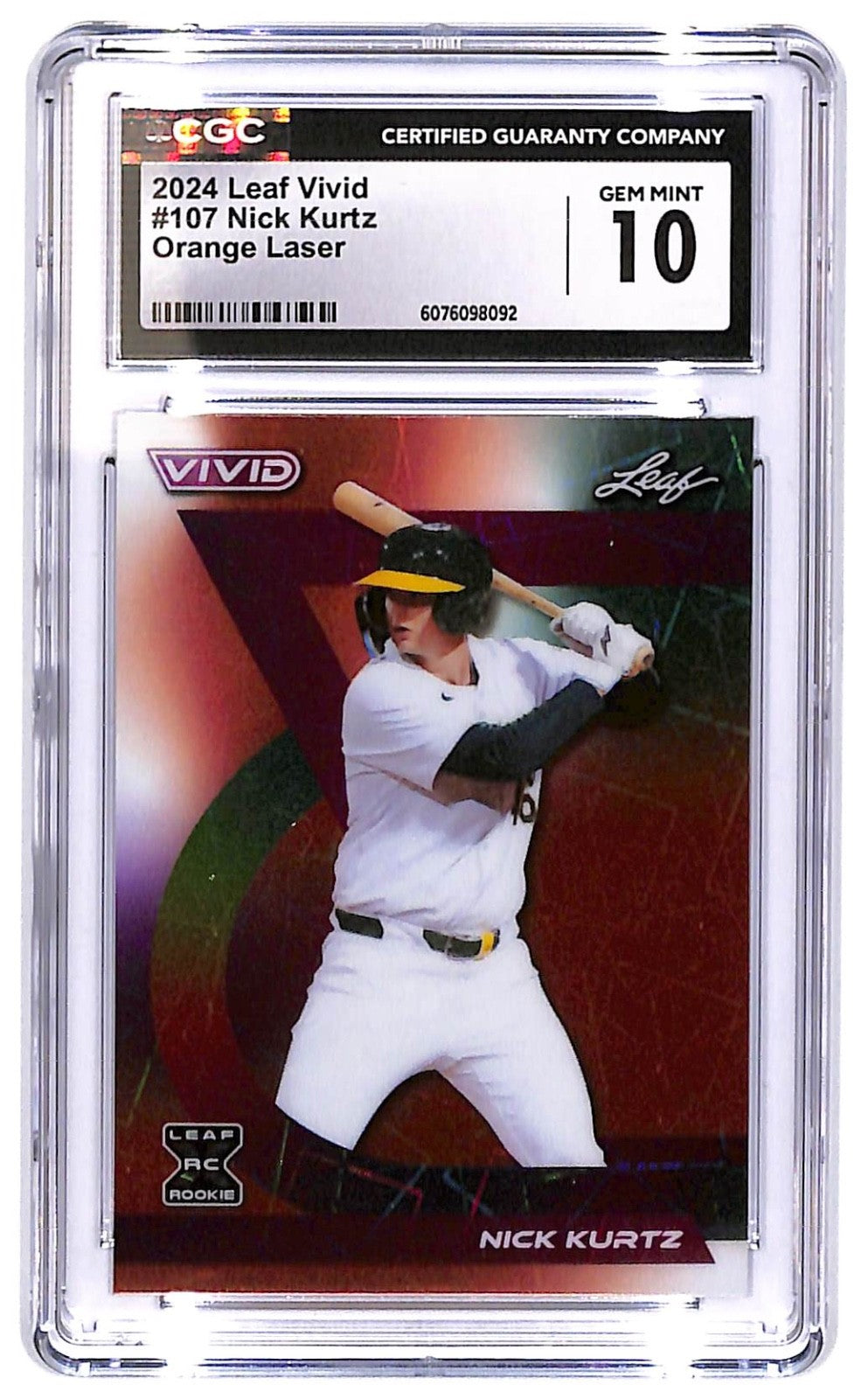 2024 Nick kurtz Leaf Vivid Orange Lazer (RC) - 107 #1/1 - CGC 10 Mint