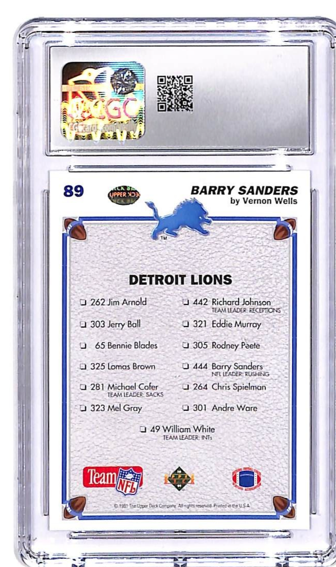 1991 Upper Deck Barry Sanders #89 Checklist CGC 9.5 Lions