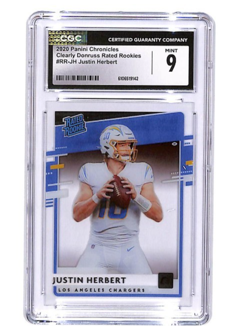2020 Chronicles Justin Herbert Clearly Donruss Rated Rookie RC CGC 9 Chargers