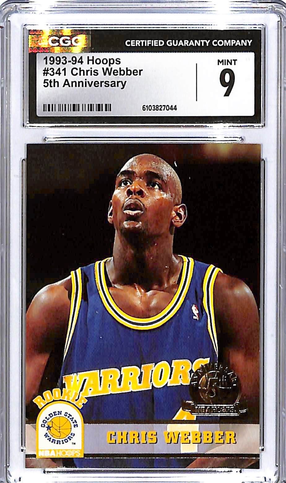 1993-94 Hoops Chris Webber 5th Anniversary Rookie RC CGC 9 #341 Warriors