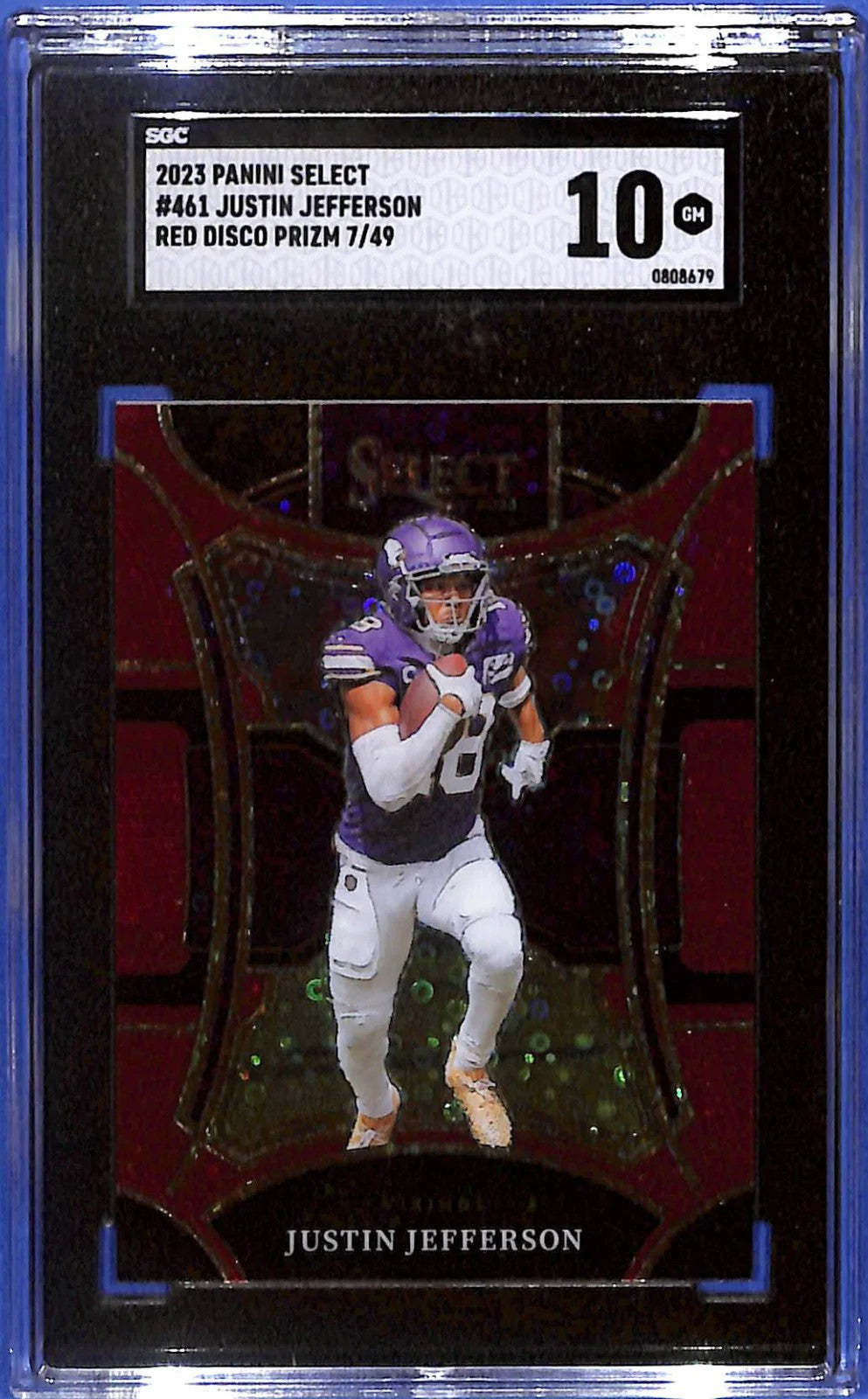 2023 Panini Select Justin Jefferson #461 Red Disco Prizm 7/49 SGC Gem Mint #10