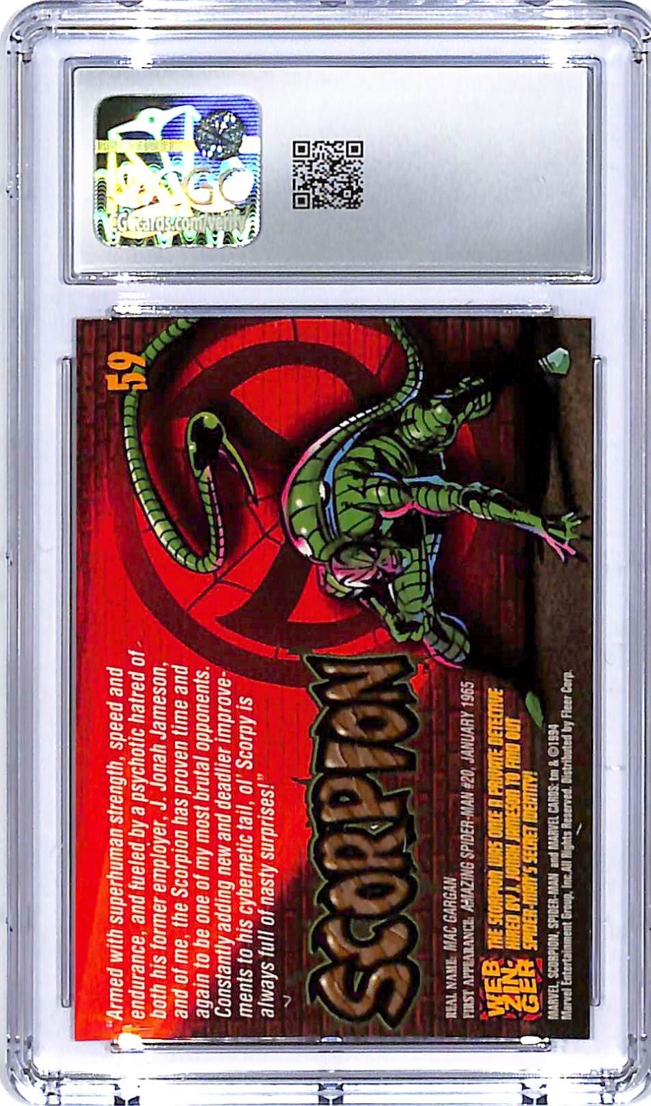 1994 Fleer Amazing Spider-Man 1st Edition Scorpion #59 CGC 10