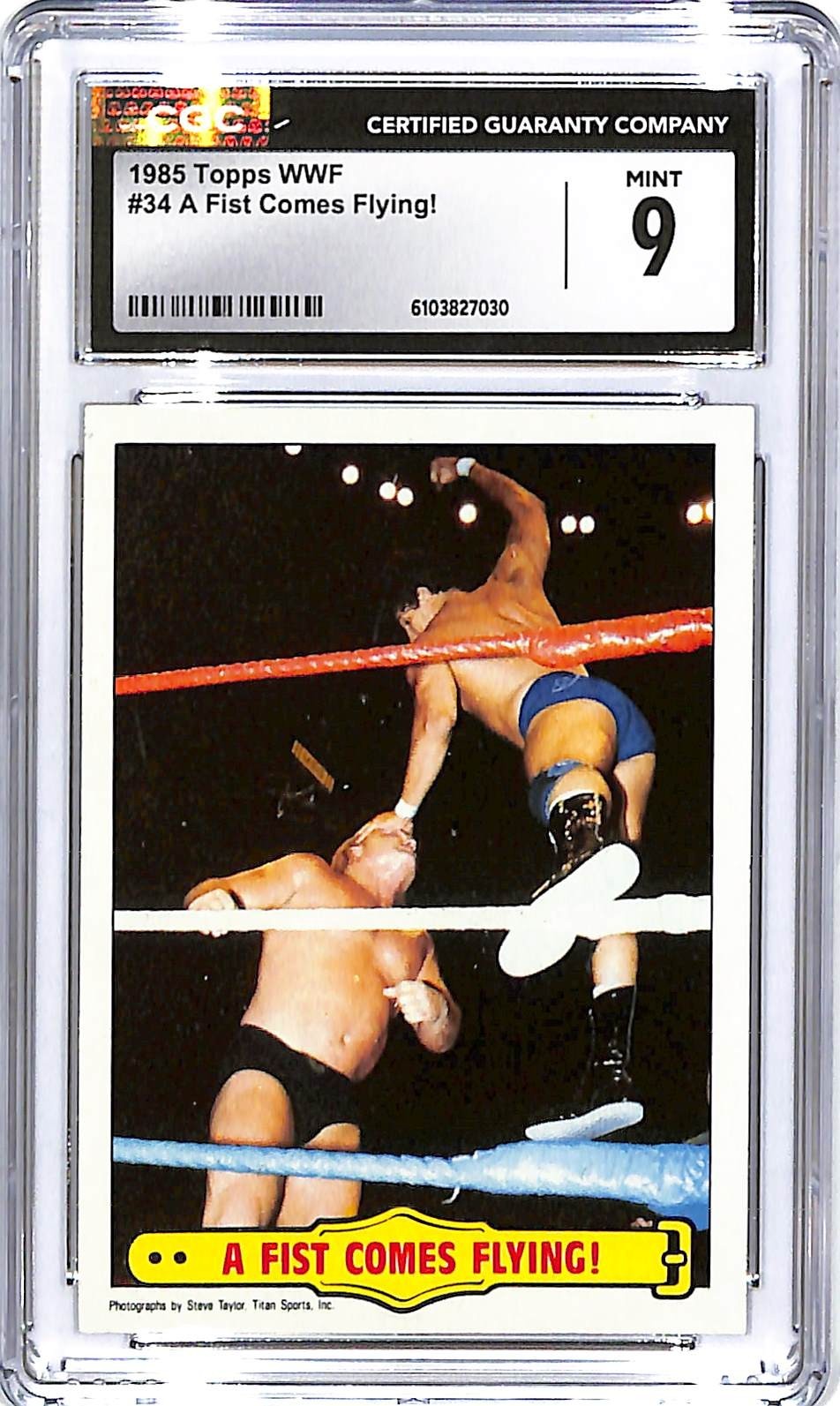 1985 Topps WWF A Fist Comes Flying! #34 Tito Santana CGC 9 Mint