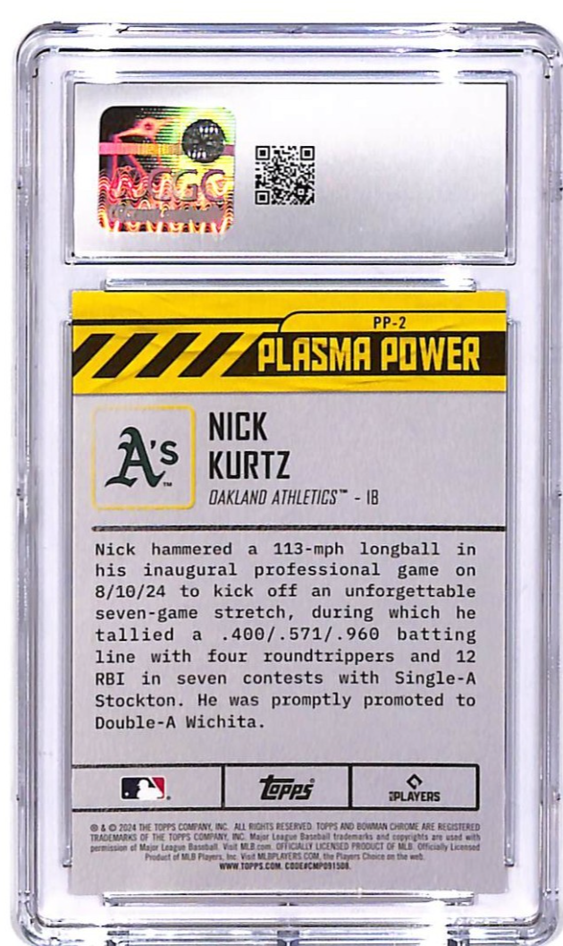 2024 Bowman Draft Chrome Nick Kurtz Plasma Power Rookie RC CGC 10 #PP-2