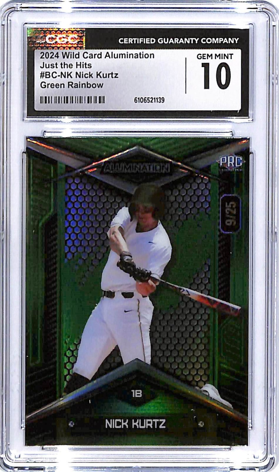 2024 Wild Card Alumination Nick Kurtz Rookie RC Green Rainbow /25 CGC 10