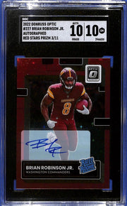 2022 Brian Robinson Jr. Donruss Rated Rookie # 227 Red Star #3/11 Auto SGC 10