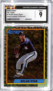 2025 Topps Nolan Ryan 90 Topps Throwback Gold Crackle Foilboard /50 CGC 9 T90-80