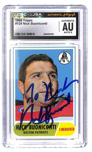 Signed 1968 Topps Nick Buoniconti #124 CGC Authentic Autograph 9 Boston Patriots