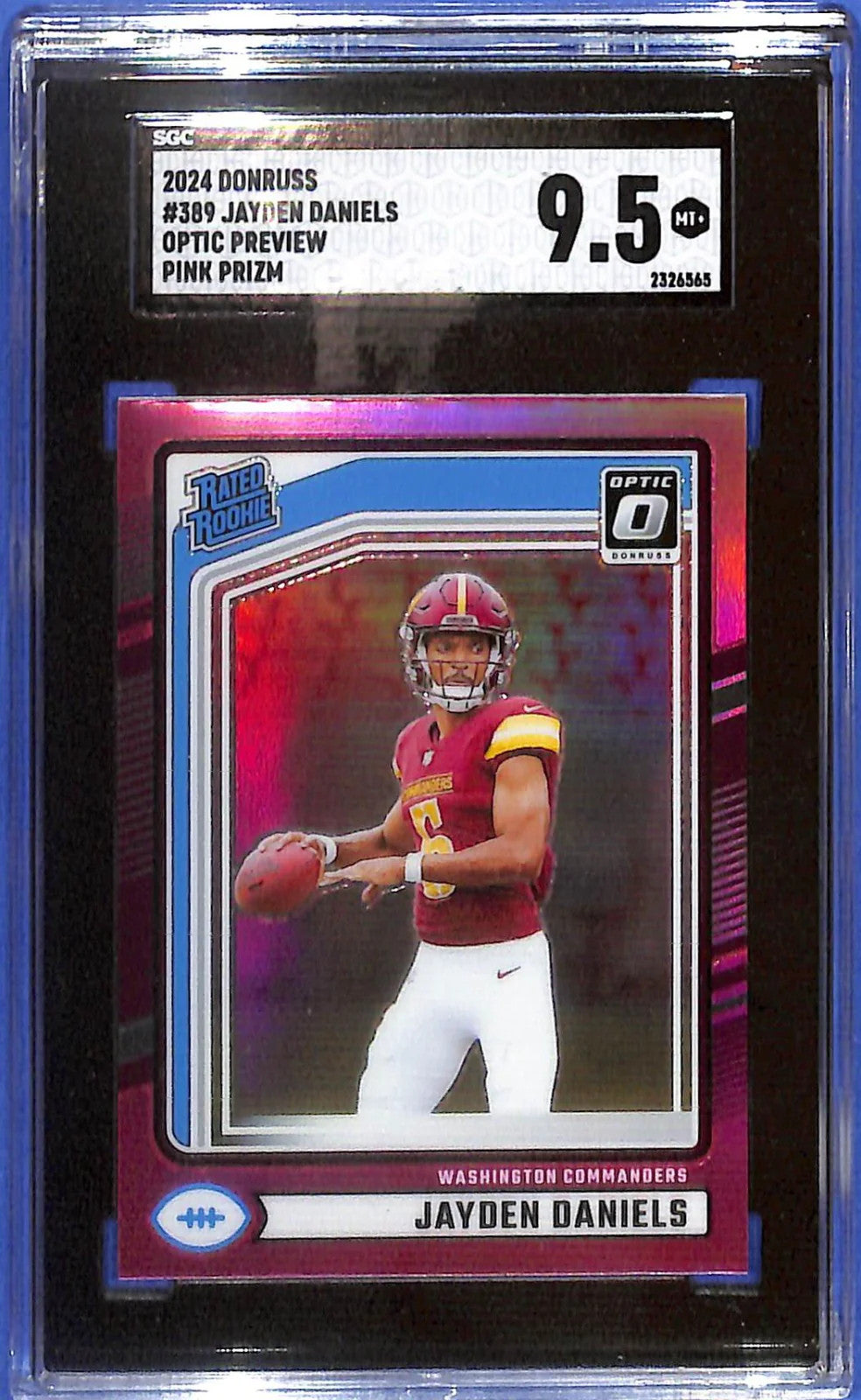 2024 Donruss Jayden Daniels Optic Preview Rated Rookie RC Pink SGC 9.5