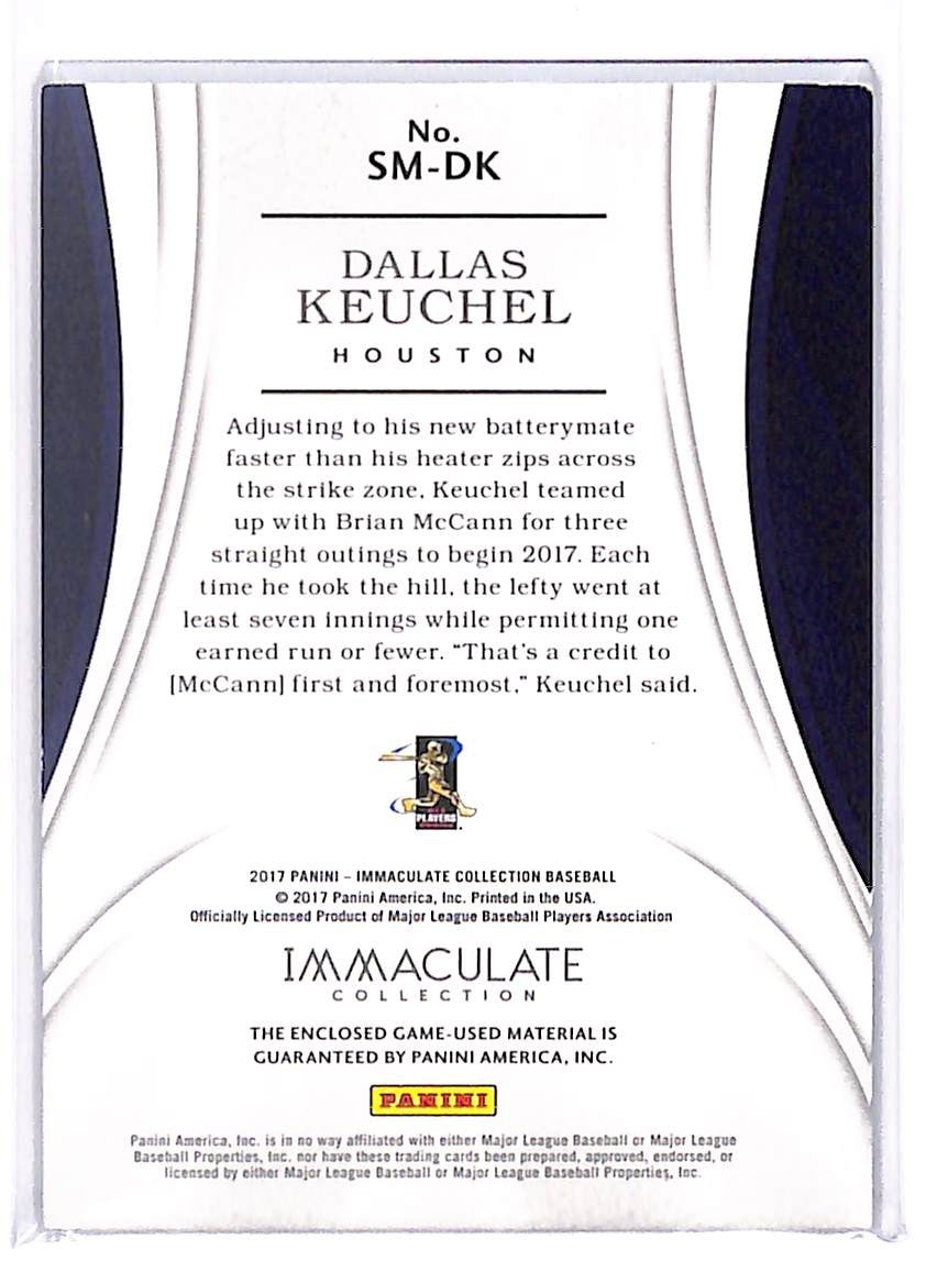 2017 Dallas Keuchel Panini Immaculate Collection Dual Relic Blue SM-DK #6/25
