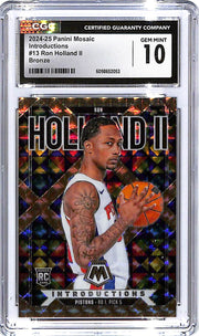 2024-25 Mosaic Ron Holland Introductions Bronze Rookie RC /75 CGC 10 Pistons #13