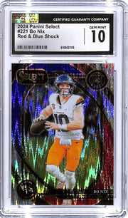 2024 Select Bo Nix Red Blue Shock Rookie RC #221 CGC 10 Broncos