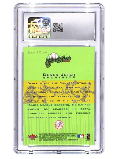 2002 Fleer Tradition Derek Jeter Gras Roots #3GR CGC 9 Yankees