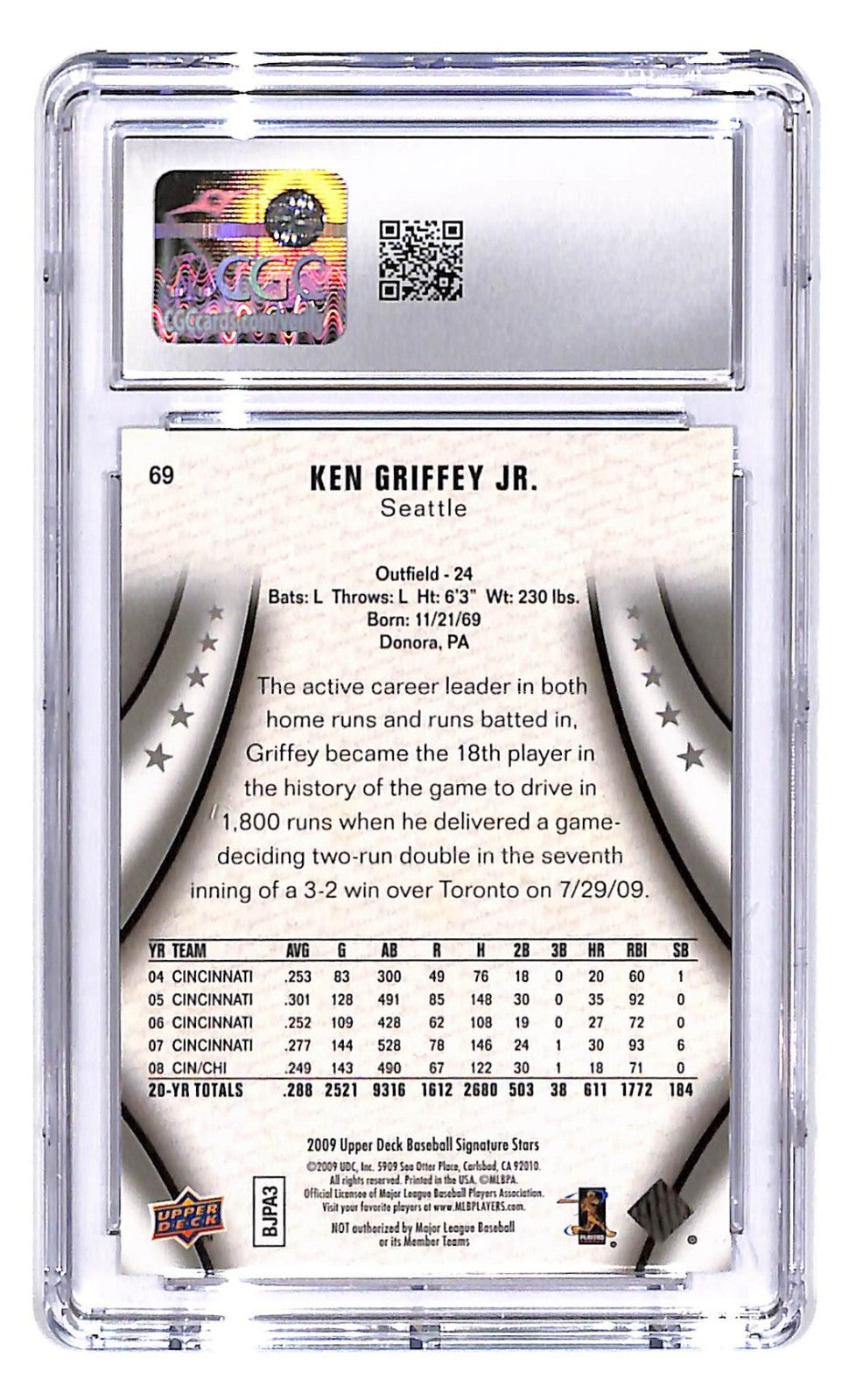 2009 Upper Deck Signature Stars - Ken Griffey Jr #69 CGC 10